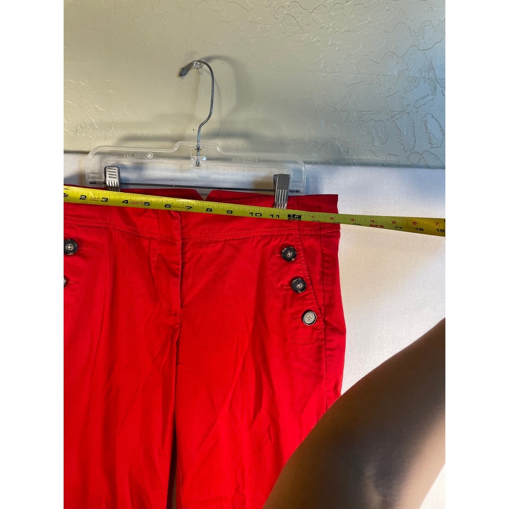 Ann Taylor LOFT Red Sailor Wide Leg Pants Decorative Buttons Petite 2P Womens - Picture 9 of 11